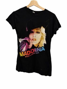 Madonna Sticky & Sweet Tour Graphic Tee with Multicolor Logo